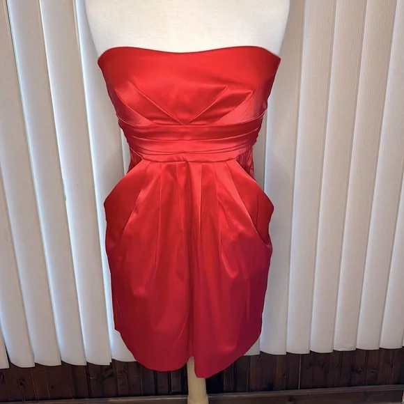 open lace back dress The Genevieve Red Floral Strapless Midi Dress - All Dresses main image 0